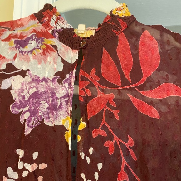 byTimo Burgundy Floral Crepe High Neck Maxi Dress Size Small - Picture 4 of 5